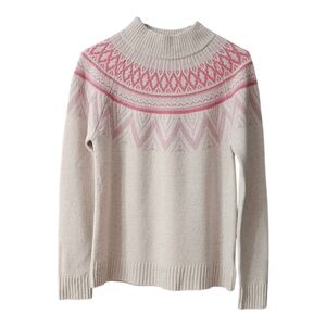 Tabitha Webb Faire Isle Sweater Lambswool Blend Women's Large Cream Pink